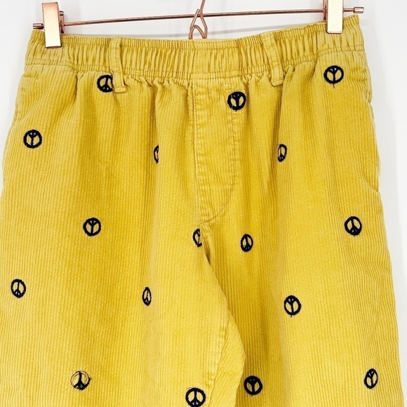 Urban Outfitters Yellow Corduroy Straight Leg Pants Peace Sign Print Small - Picture 2 of 9